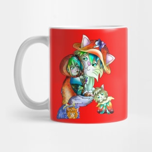 Adorable wood elf archer with magical cats Mug